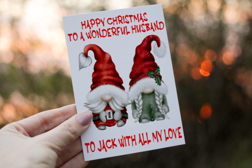 Husband Merry Christmas Gnome Christmas Card, Husband Christmas